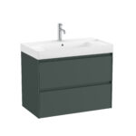 Set mobilier bază și lavoar cu două sertare Roca Ona, 80 cm, matt green