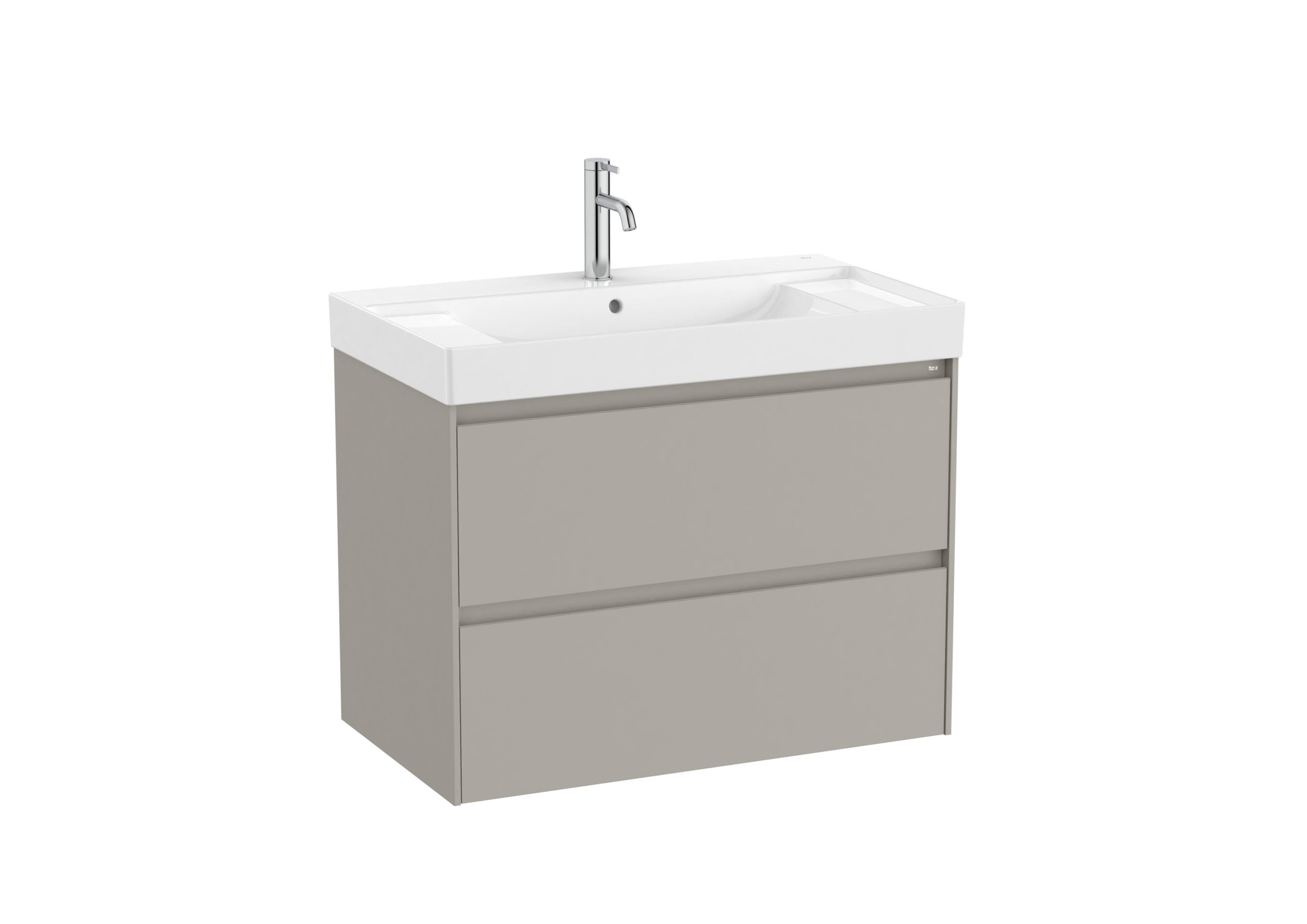 mobilier-baie-cu-dou-sertare-i-lavoar-cu-orifi_8023_1_17650997850071 Set mobilier bază și lavoar cu două sertare Roca Ona, 80 cm, sand grey - imagine 1