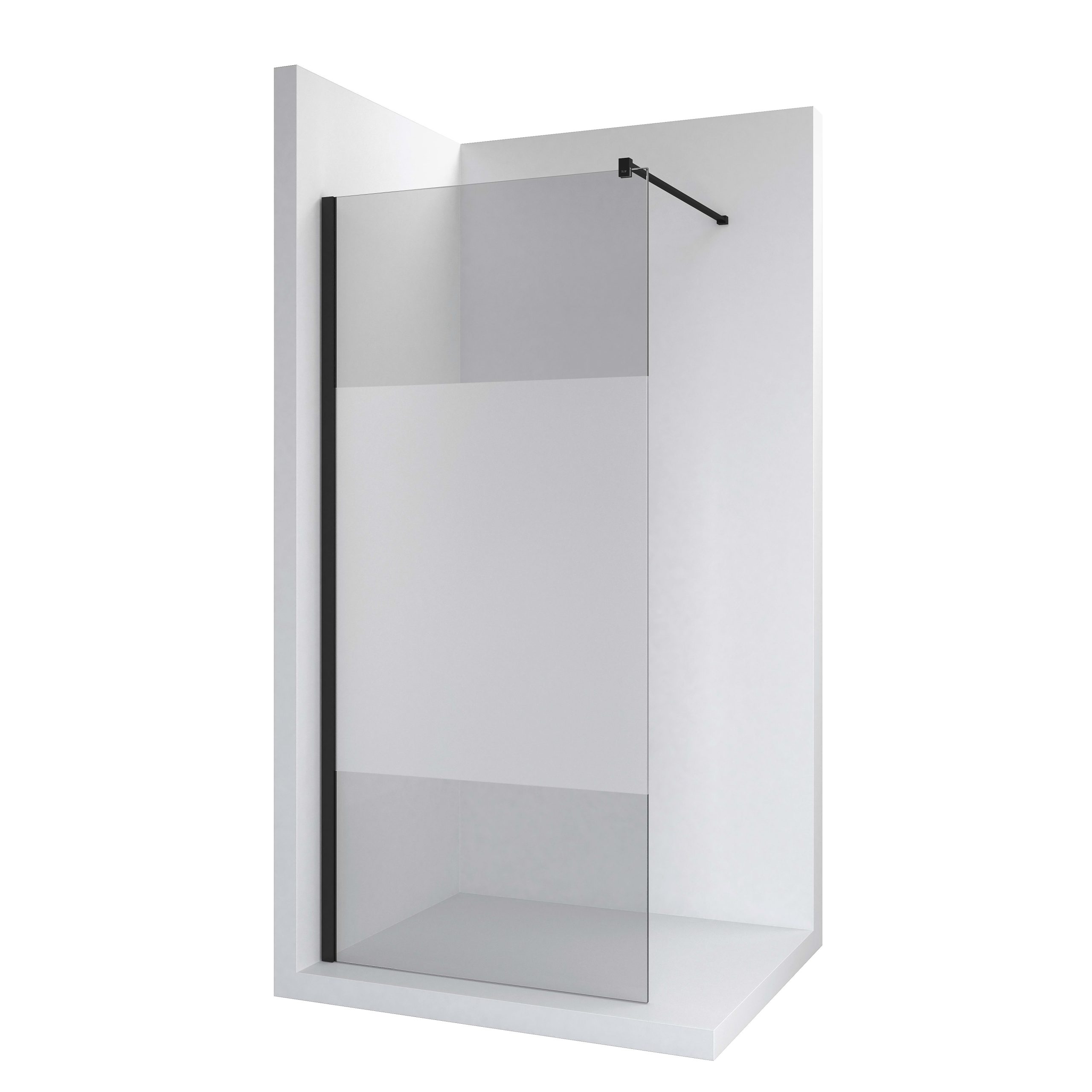 Paravan de duș Roca District, 8 mm, 90x200 cm, profil negru mat - imagine 1