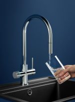 Baterie bucătărie cu funcție suplimentară pentru filtrarea apei Roca Aquafy, cap extractabil, crom lucios - imagine 3