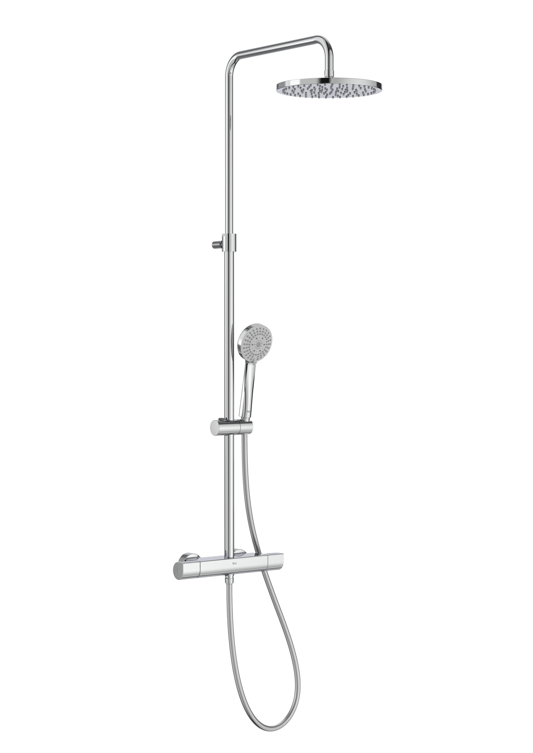 Coloană de duș cu termostat Roca Even-T Round, palarie rotundă, crom lucios - imagine 1