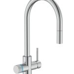 Baterie bucătărie cu funcție suplimentară pentru filtrarea apei Roca Aquafy, cap extractabil, crom lucios