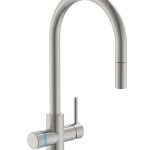 Baterie bucătărie cu funcție suplimentară pentru filtrarea apei Roca Aquafy, cap extractabil, inox periat