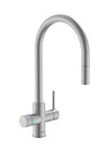 Baterie bucătărie cu funcție suplimentară pentru filtrarea apei Roca Aquafy, cap extractabil, inox periat