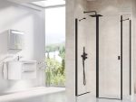 Perete fix cabină de duș Ravak Chrome CPS-100, profil negru+sticlă transparentă