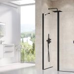 Perete fix cabină de duș Ravak Chrome CPS-100, profil negru+sticlă transparentă