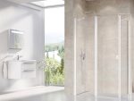 Perete fix cabină de duș Ravak Chrome CPS-100, profil alb+sticlă transparentă