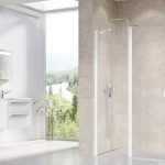 Perete fix cabină de duș Ravak Chrome CPS-90, profil alb+sticlă transparentă