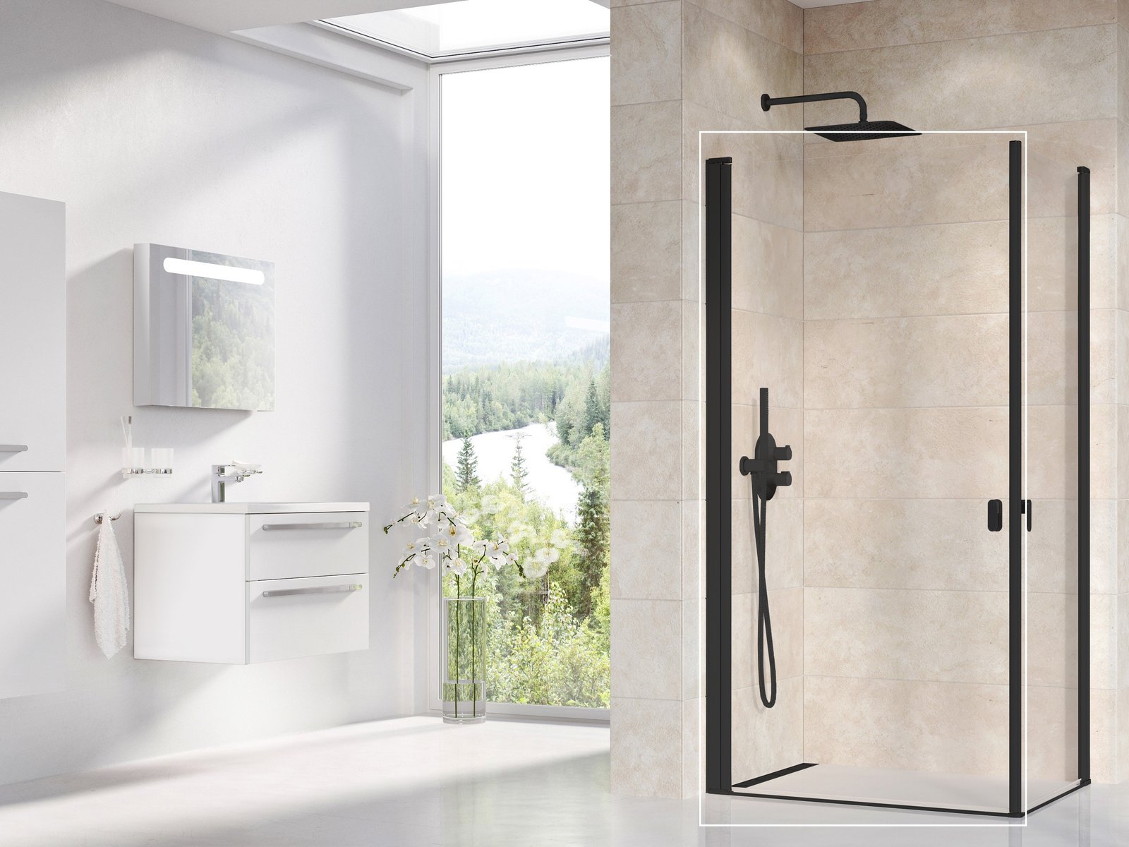 ravak_chrome_crv1_1qv40301z1_02 Ușa de duș Ravak Chrome CRV1, 100x195 cm, profil negru+sticlă transparentă - imagine 1