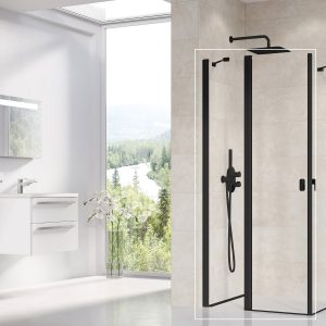 Cabină de duș Ravak Chrome CRV2, 120x195 cm, profil negru+sticlă transparentă