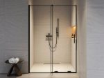 Ușă de duș Ravak Roll RODP2, 140x195 cm, profil negru+sticlă transparentă