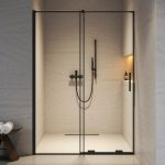 Ușă de duș Ravak Roll RODP2, 140x195 cm, profil negru+sticlă transparentă