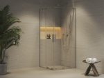 Cabină de duș pătrată Ravak Roll RORV2, 80x80 cm, profil crom+sticlă clară