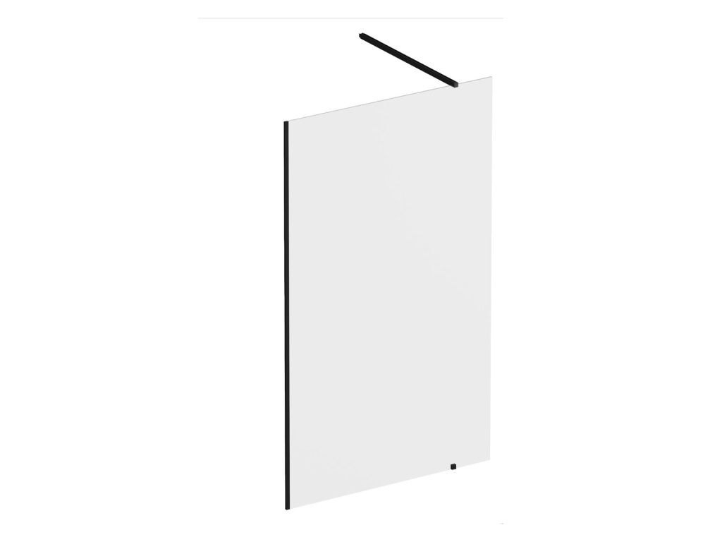 Paravan de duș walk-in Ravak Wall, 100×200 cm, profil negru+sticlă ...