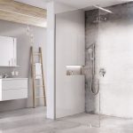 Paravan de duș walk-in Ravak Wall, 140x200 cm, profil crom+sticlă transparentă