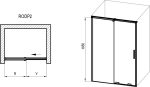 Ușă de duș Ravak Roll RODP2, 100x195 cm, profil crom+sticlă transparentă - imagine 2